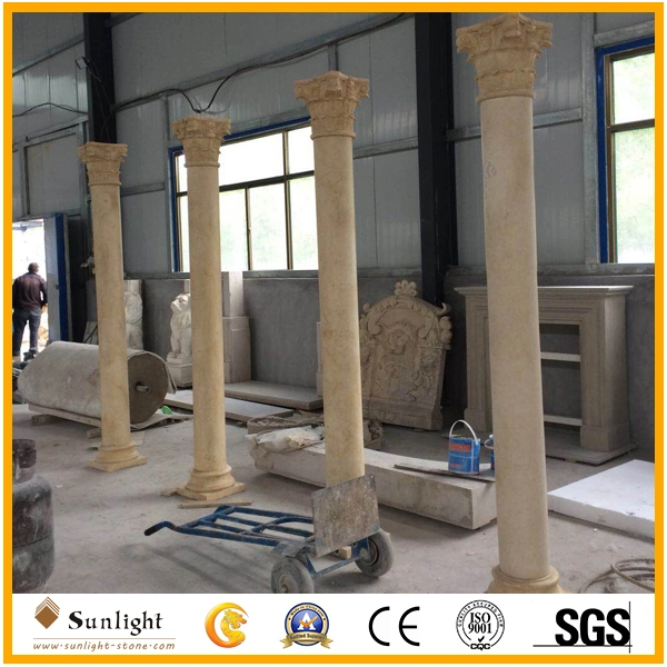 Polished Marble Granite Stone Roman Columns, Volakas White Marble Columns