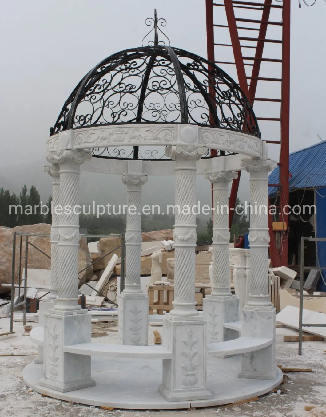 Garden Decoration Exquisite Style Stone Sculpture Marble Gazebo (SYMG-011)