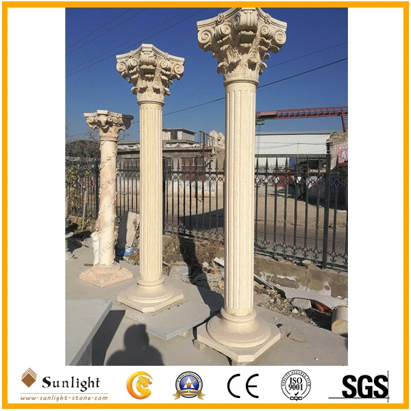 Polished Marble Granite Stone Roman Columns, Volakas White Marble Columns