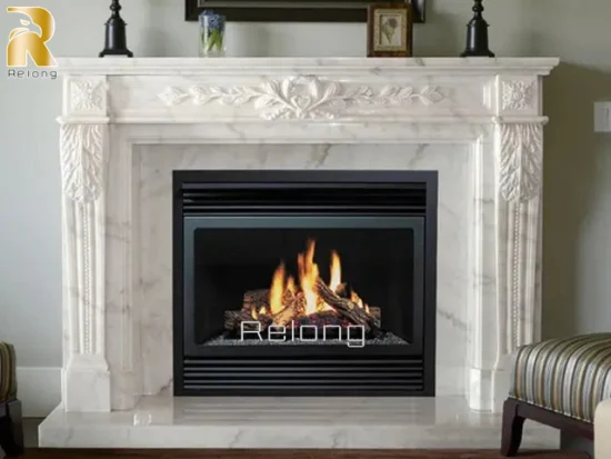 Factory Price Natural Stone Mantel Hand Carved Home Marble Fireplace Surrounding Indoor Decoration for Sale