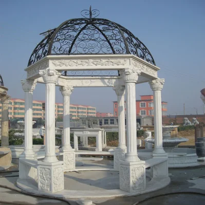 Garden Decorated Round Marble Gazebo