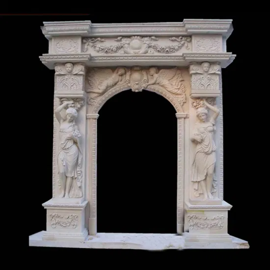 Handicraft Roma Figure Stone Floating Mantel Classical Styles Double Marble Fireplace