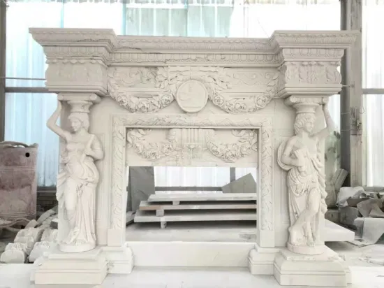 Beautifully Carved Hot Selling Indoor Marble Mantel Fireplace