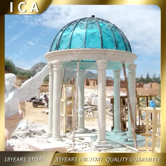 Mixed Color Carved Natural Marble Statue Gazebo