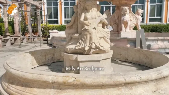 Natural Custom Classic Luxury Design Outdoor Hotel Tier Figure Woman Lady Hand Carved Marble Stone Water Fountain for Garden Decor