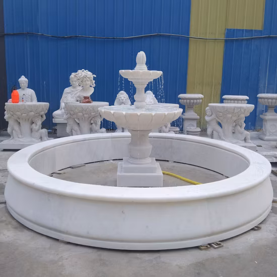 Outdoor Decorative Garden Large Granite Fountain & Marble Fountain Statue Water Horse and Lion Stone Fountain for Sale